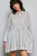 Pol Striped Relaxed Fit Shirt Dress NAVY STRIPE (dress) - pol dress, pol shirt dress, pol striped relax - shop at us.meeeshop