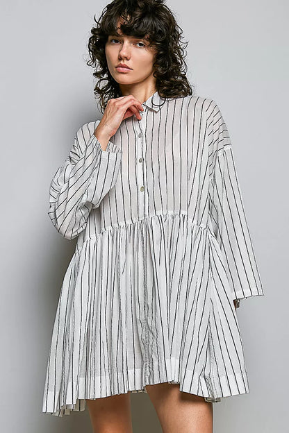 Pol Striped Relaxed Fit Shirt Dress view 4 (dress) - pol dress, pol shirt dress, pol striped relaxed dr - shop at us.meeeshop