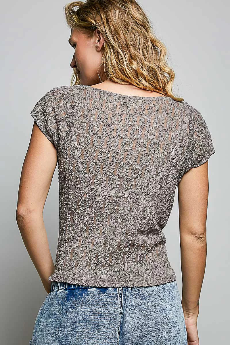 Pol Sweetheart Neck Lace Short Sleeve Top view 4 (top) - pol top, pol short top, pol sweetheart lace to - shop at us.meeeshop