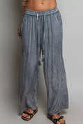Pol Tassel Drawstring Embroidered Wide Leg Woven Pants CHARCOAL (bottom) - pol pants, pol woven pants,  - shop at us.meeeshop