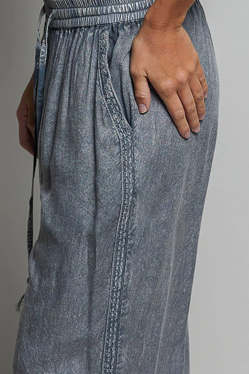Pol Tassel Drawstring Embroidered Wide Leg Woven Pants view 4 (bottom) - pol pants, pol woven pants, po - shop at us.meeeshop
