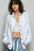 Pol Washed Textured Cotton Western Button Front Shirt OFF WHITE (top) - polyester textured knit, washed - shop at us.meeeshop