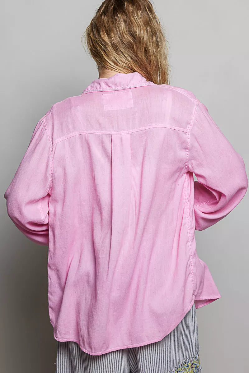 pol washed textured Pol Washed Textured Cotton Western Button Front Shirt view 3 (top) - shop at us.meeeshop