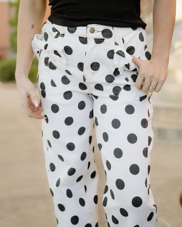 Polka Dot Bow Detail Pocketed Barrel Jeans in 4 - Pol Jeans (bottom)