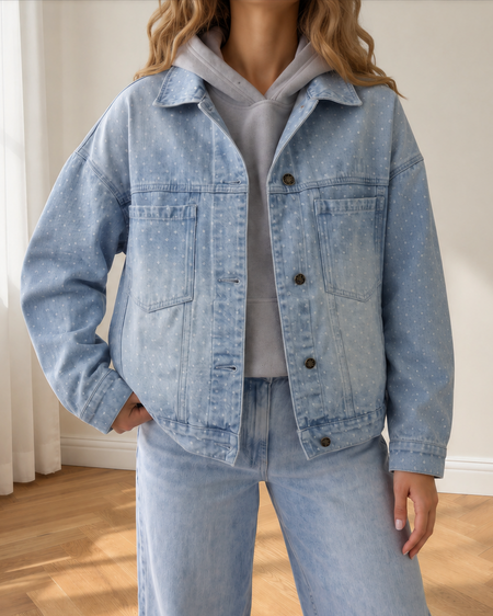 Polka Dot Denim Jacket