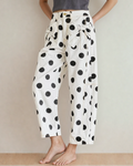 Polka Dot Print Bow Detail Pocketed Jeans White (bottom) - pol jeans, pol pocketed jeans, pol polka dot - shop at us.meeeshop
