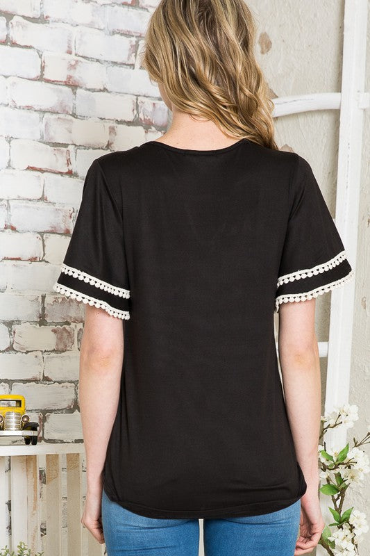 Pom Pom Flutter Sleeve Knit Top-rayon Spandex view 5 - Fall Wardrobe Essential - Pom Pom Topiary
