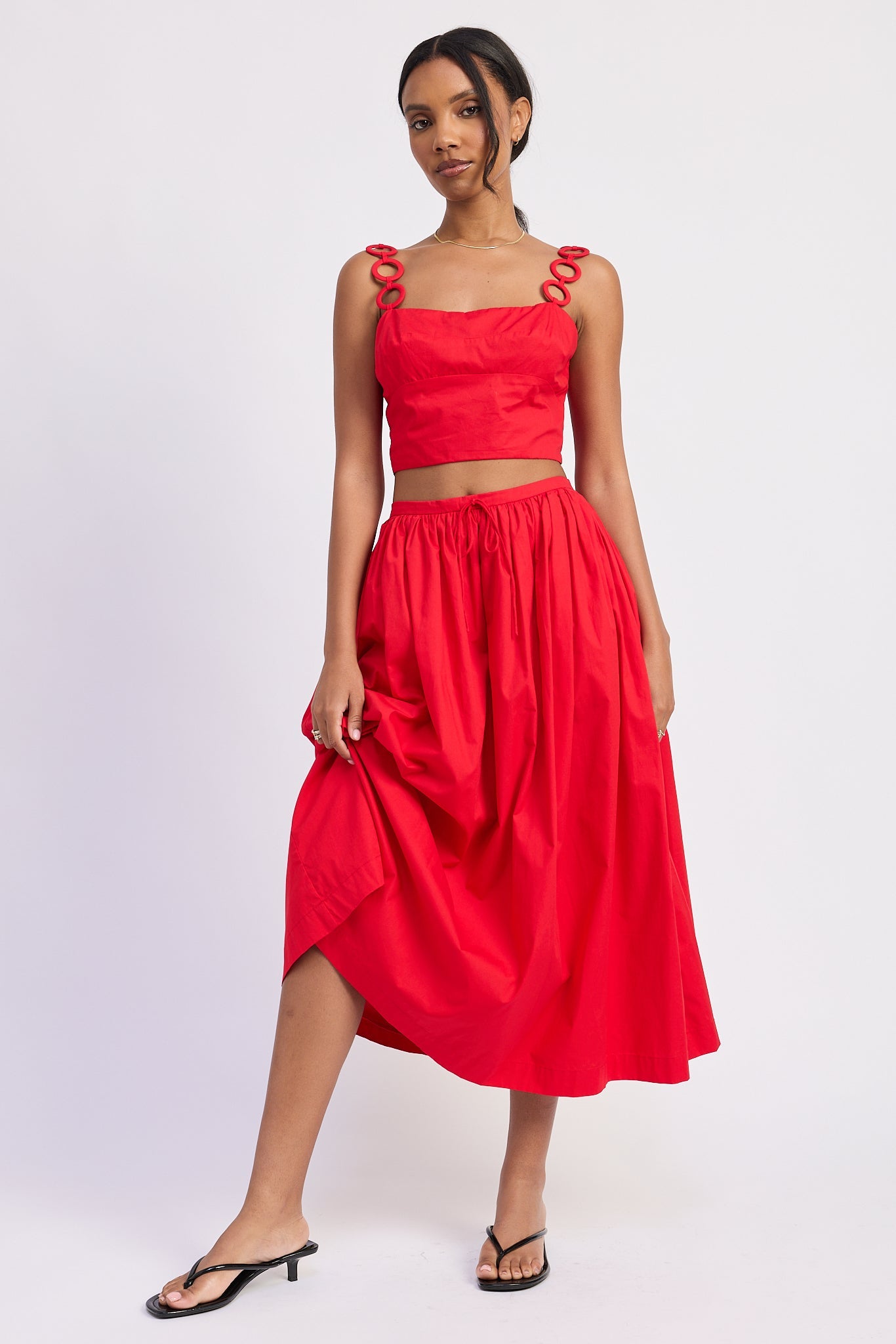 Poppy Midi Skirt in Red - Poppy Midi Dress