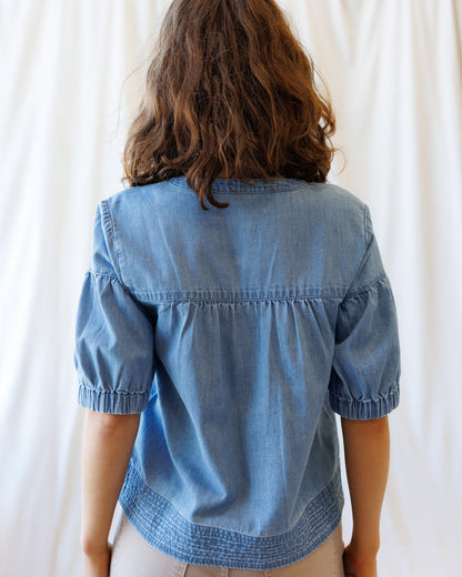 Portside Chambray Popover in L view 4 - Popover Chambray Shirt (top)