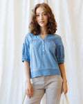 Portside Chambray Popover XS (top) - popover chambray shirt, popover chambray, popover chambray top - shop at us.meeeshop