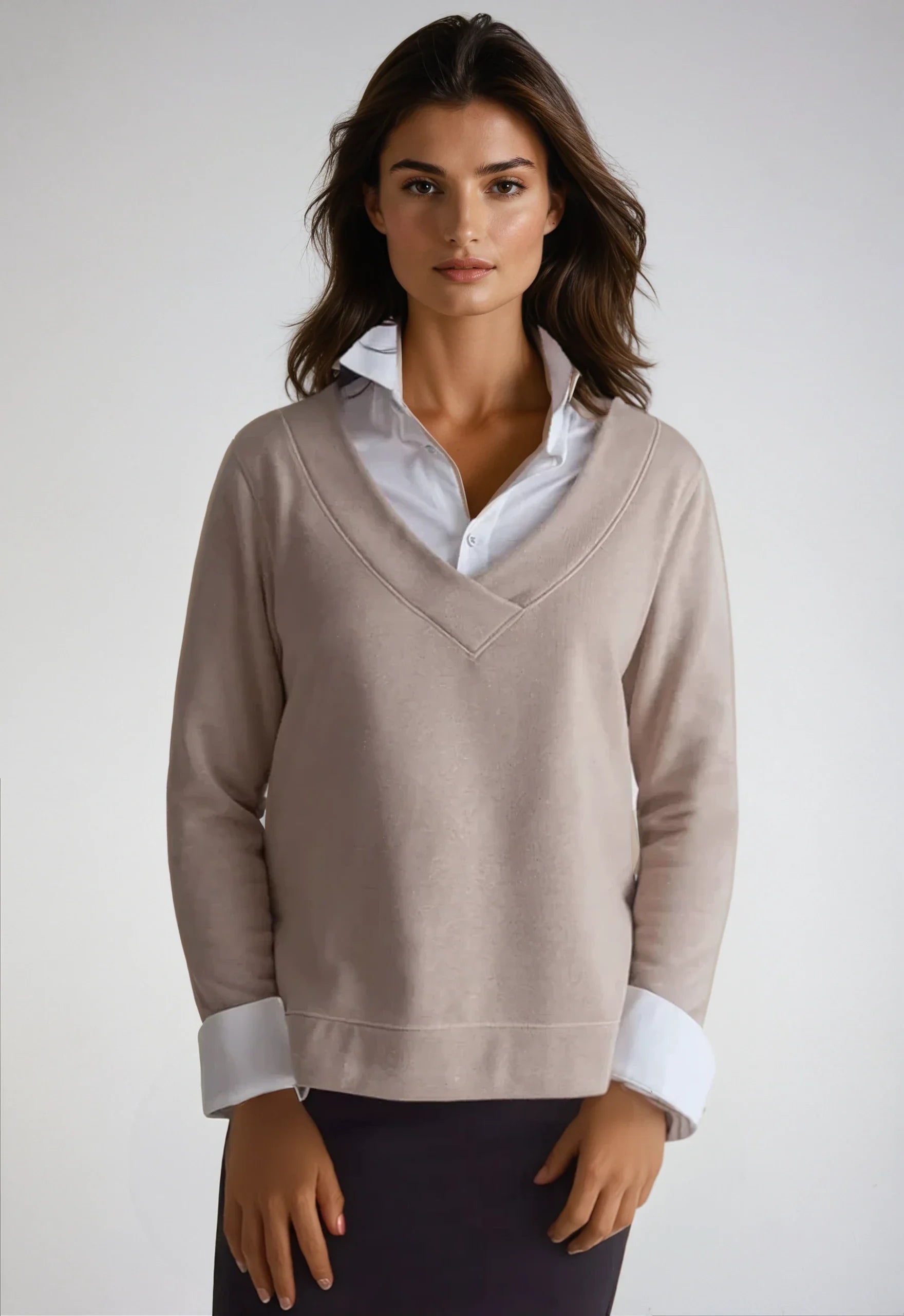 Power Vee 'sweater' Sweatshirt - Charcoal Gray in M view 3 - Power Sweater (top)