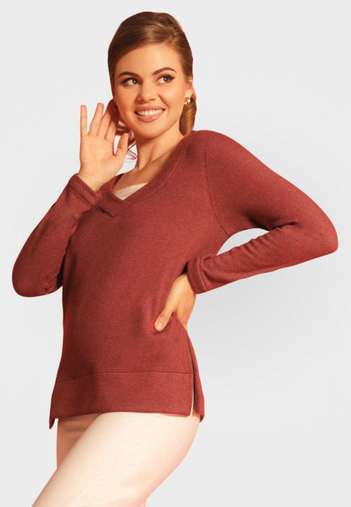 Power Vee 'sweater' Sweatshirt - Wine in XS - Power Sweater (top)