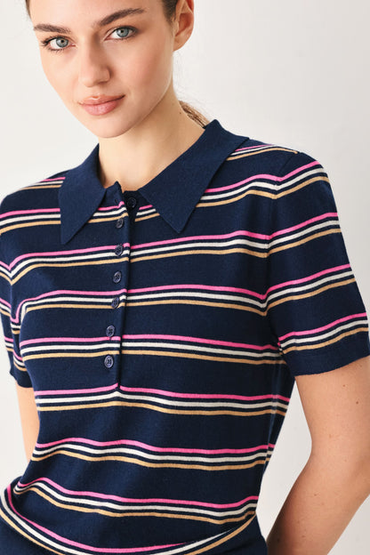 Pretty in Paradise Polo Top in BROWN MULTI view 4 - Pretty Good Top