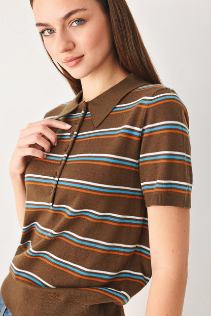 Pretty in Paradise Polo Top in NAVY MULTI view 2 - Pretty Good Top