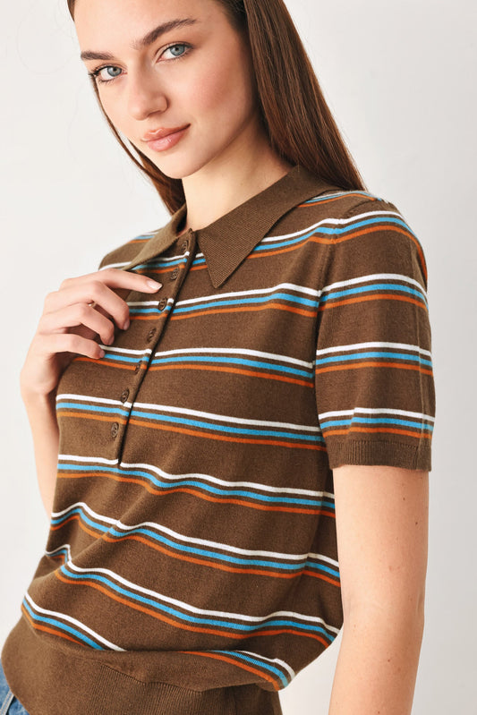 Pretty in Paradise Polo Top in NAVY MULTI view 2 - Pretty Good Top