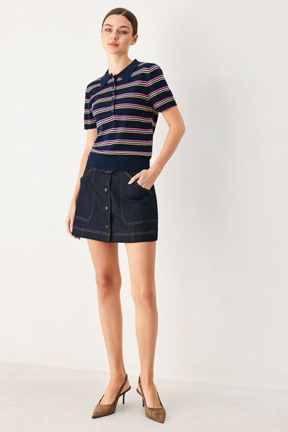 Pretty in Paradise Polo Top in NAVY MULTI view 3 - Pretty Good Top