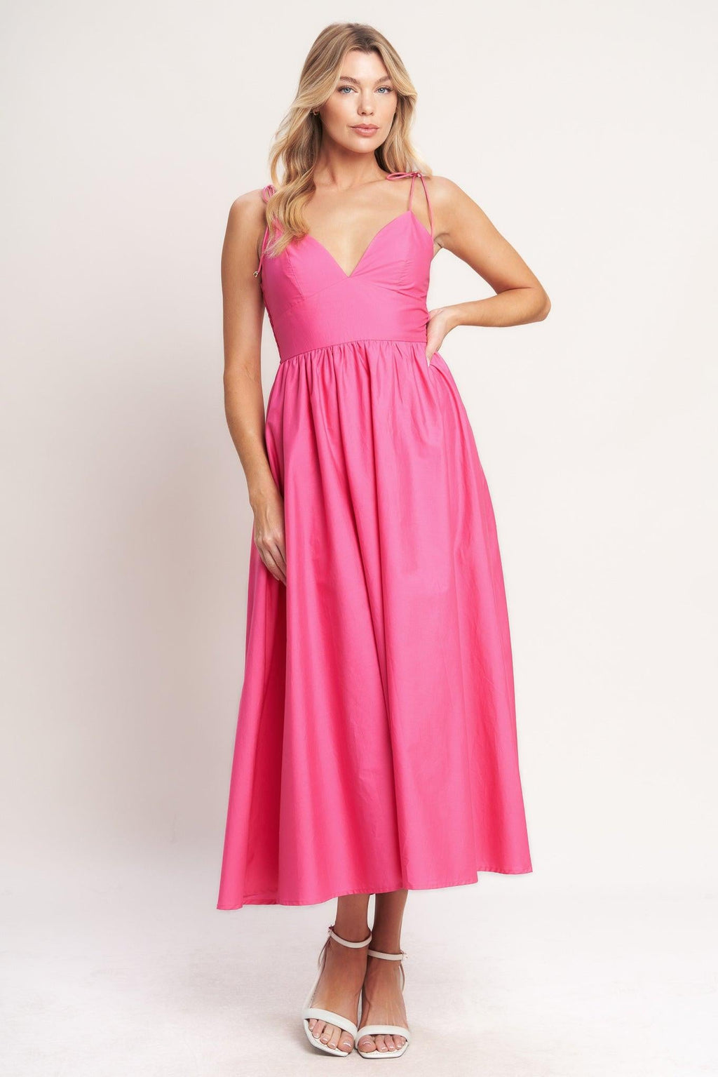 Pretty in Pink Woven Midi Dress FUCHSIA view 6 (dress) - pretty pink dresses for women, pretty pink dre - shop at us.meeeshop
