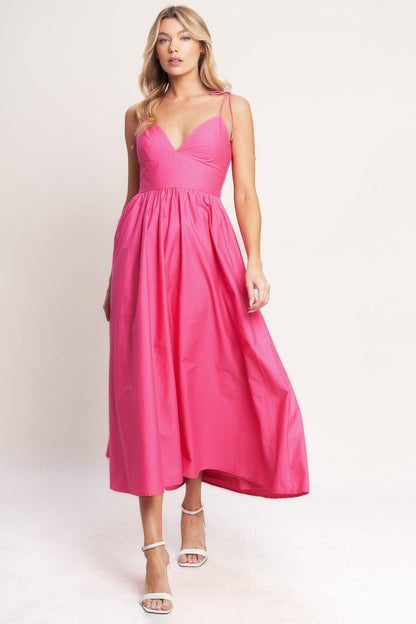 Pretty in Pink Woven Midi Dress in FUCHSIA - Pretty Pink Dress Terraria