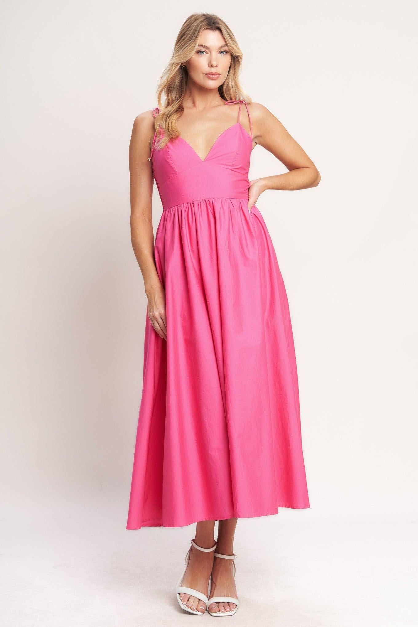 Pretty in Pink Woven Midi Dress in FUCHSIA view 6 - Pretty Pink Dress Terraria