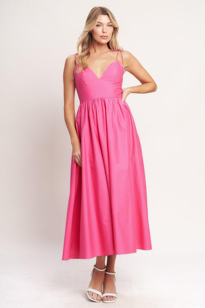 Pretty in Pink Woven Midi Dress in FUCHSIA view 6 - Pretty Pink Dress Terraria