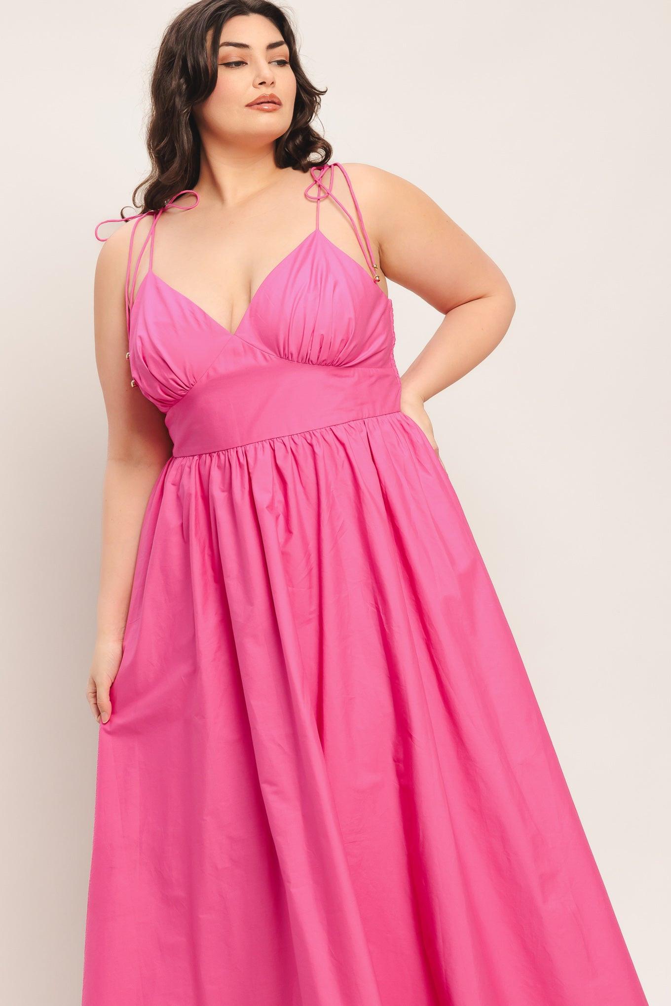 Pretty in Pink Woven Midi Dress view 12 - Pretty Pink Dress Terraria