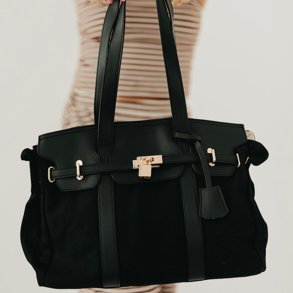 Pretty Simple Cadence Canvas and Vegan Leather Tote view 5 - Cadence Canvas Bag