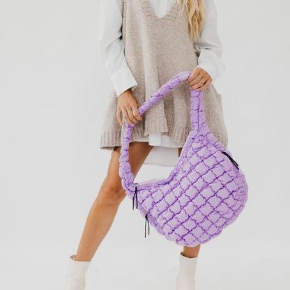 Pretty Simple Carmen Quilted Hobo Tote Bag in Lilac