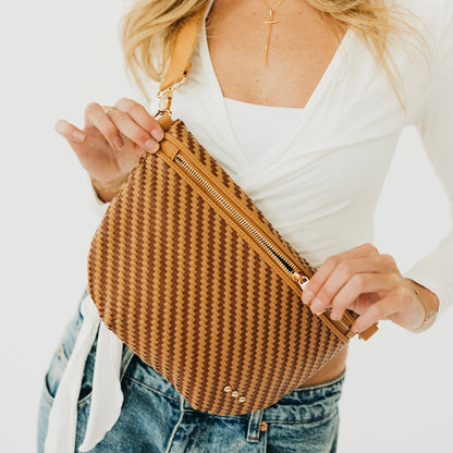 Pretty Simple Diagonal Woven Westlyn Bum Bag in Cream view 3