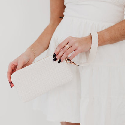 Pretty Simple Emma Woven Clutch Wristlet in Checkered Navy view 7 - Emma Woven Bag