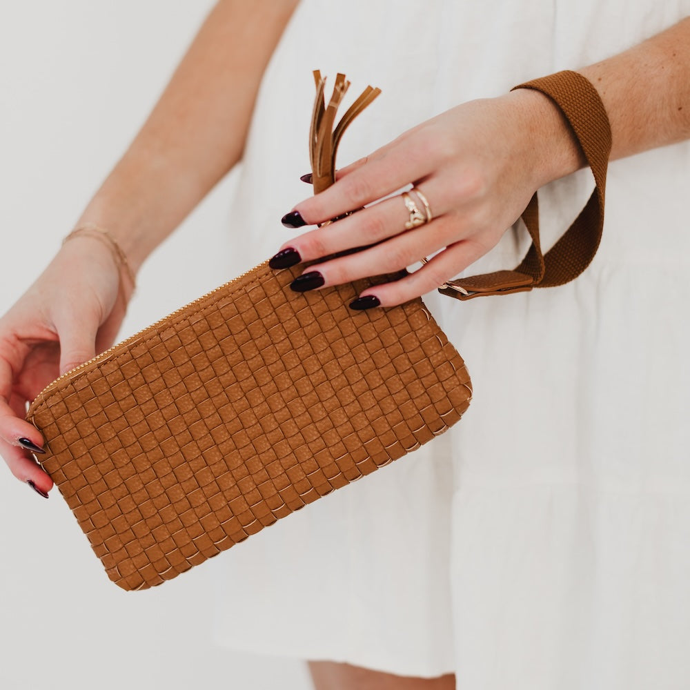Pretty Simple Emma Woven Clutch Wristlet in Checkered Blush view 8 - Emma Woven Bag