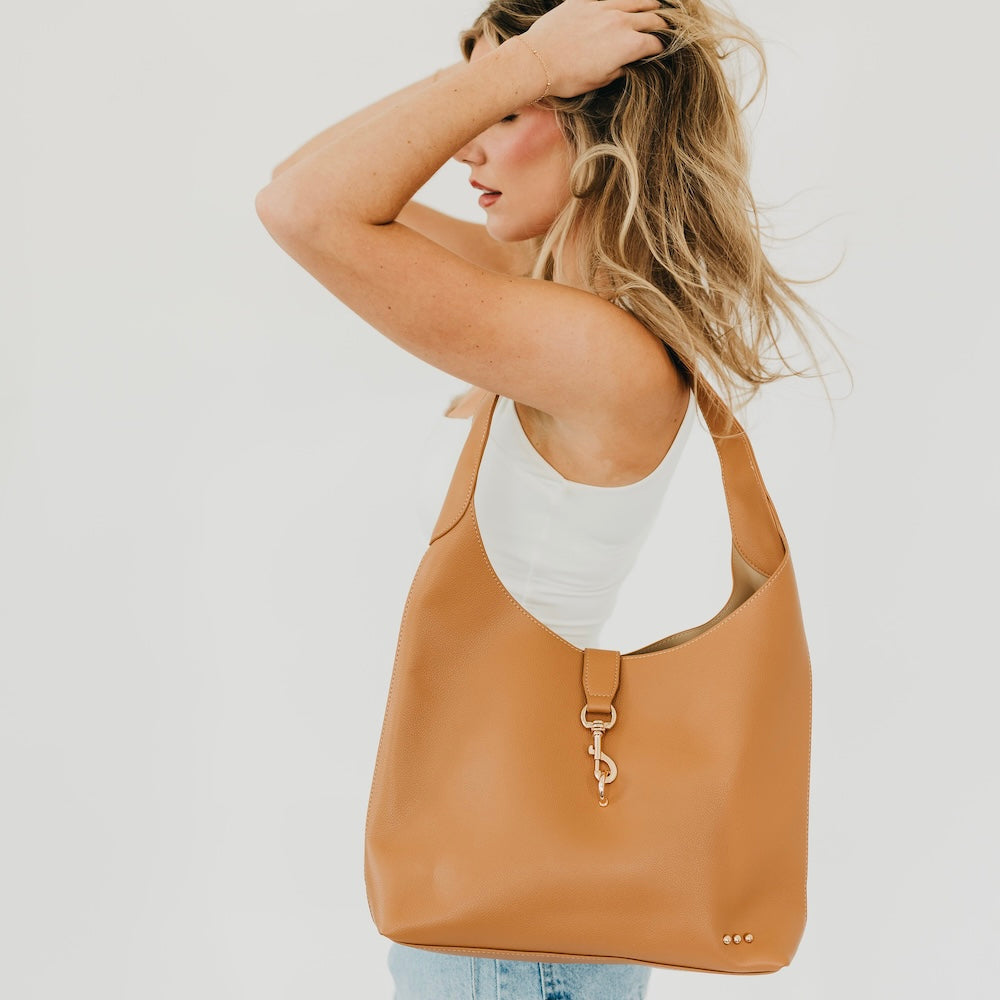 Pretty Simple Haddie Hobo Vegan Leather Tote in Brown view 3 - Hobo Heidi Tote (bag)