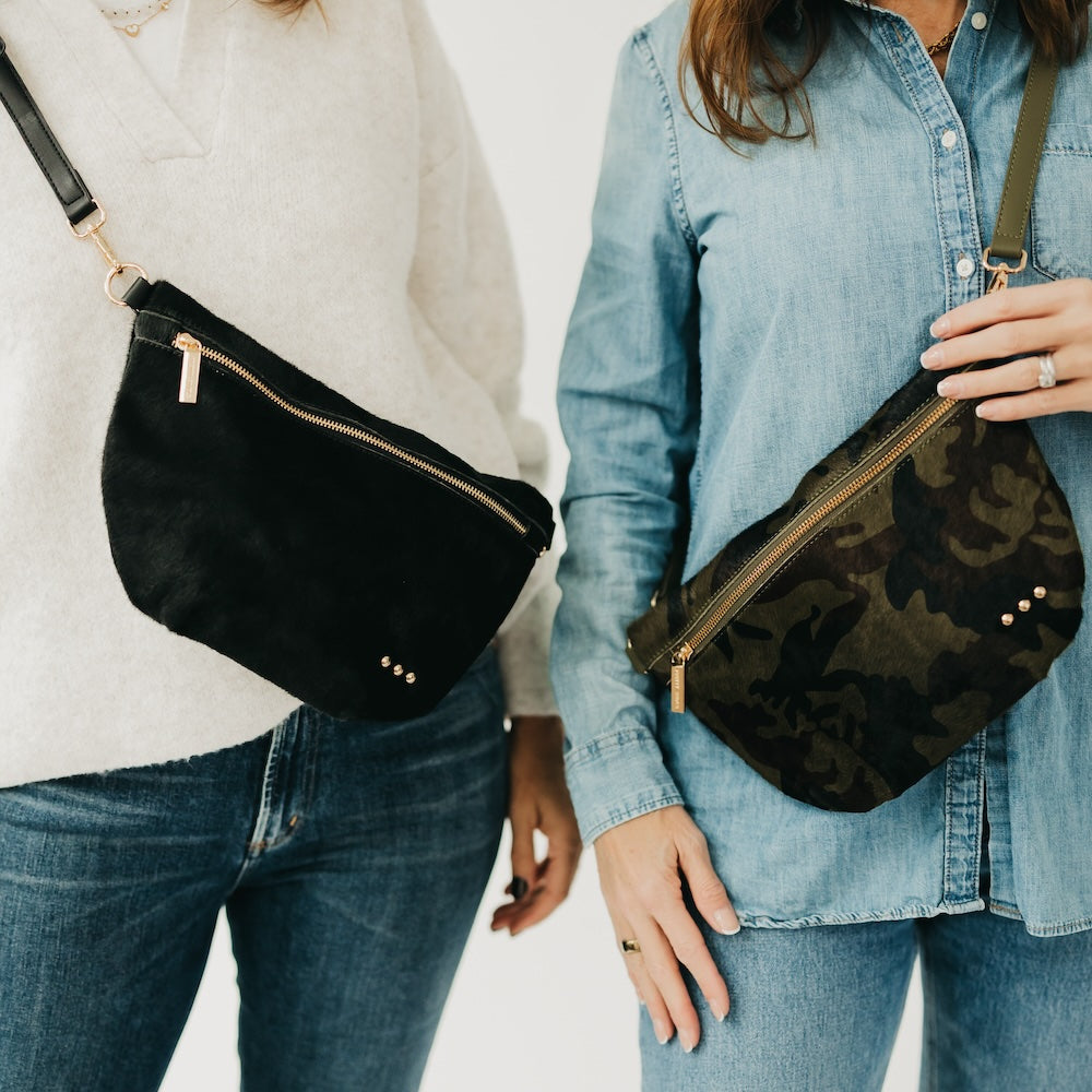 Pretty Simple Hair on Hide Westlyn Bum Bag in Black - Hair Skin Bags