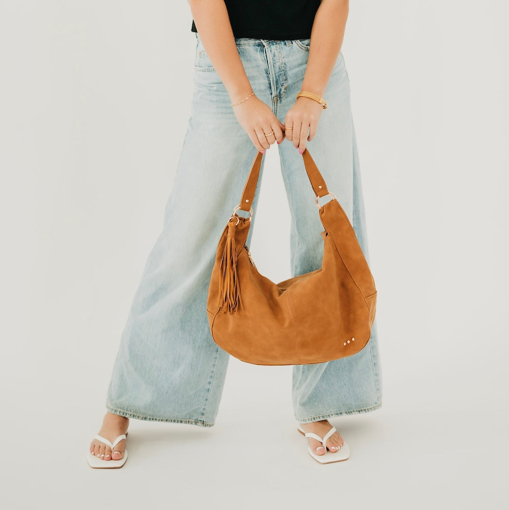 Pretty Simple Hazel Hobo Shoulder Bag with Tassel view 5 - Hazelnut Hobo Bag