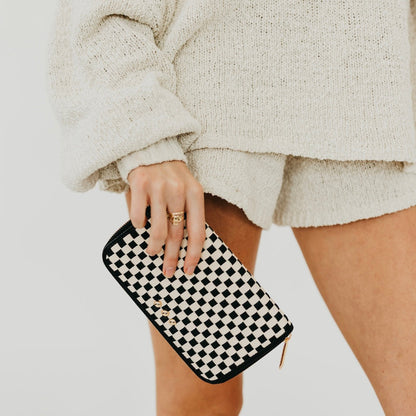 Pretty Simple Lenni Large Zip Woven Wallet in Checkered Brown view 2 - Len Wallets (bag)