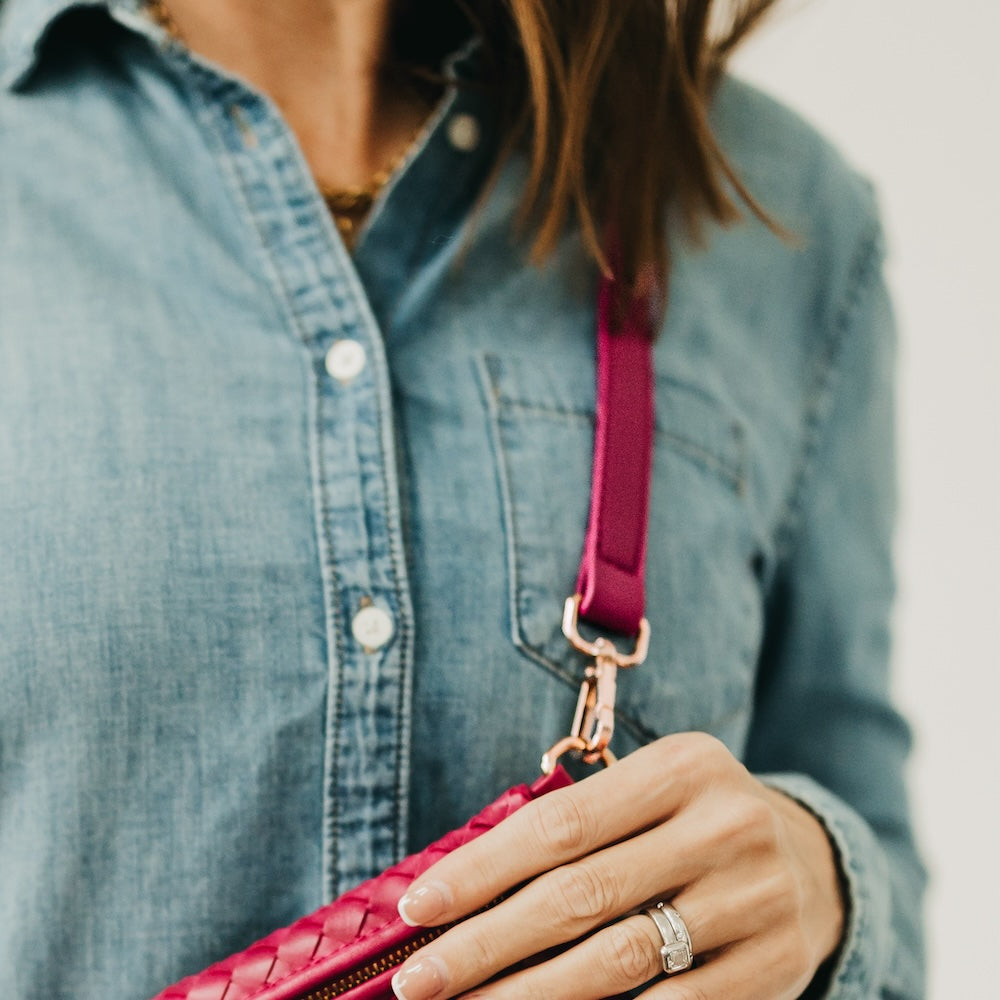 Pretty Simple Minimalist Vegan Leather Crossbody Strap in Burgundy view 11 - Strap Crossbody (bag)