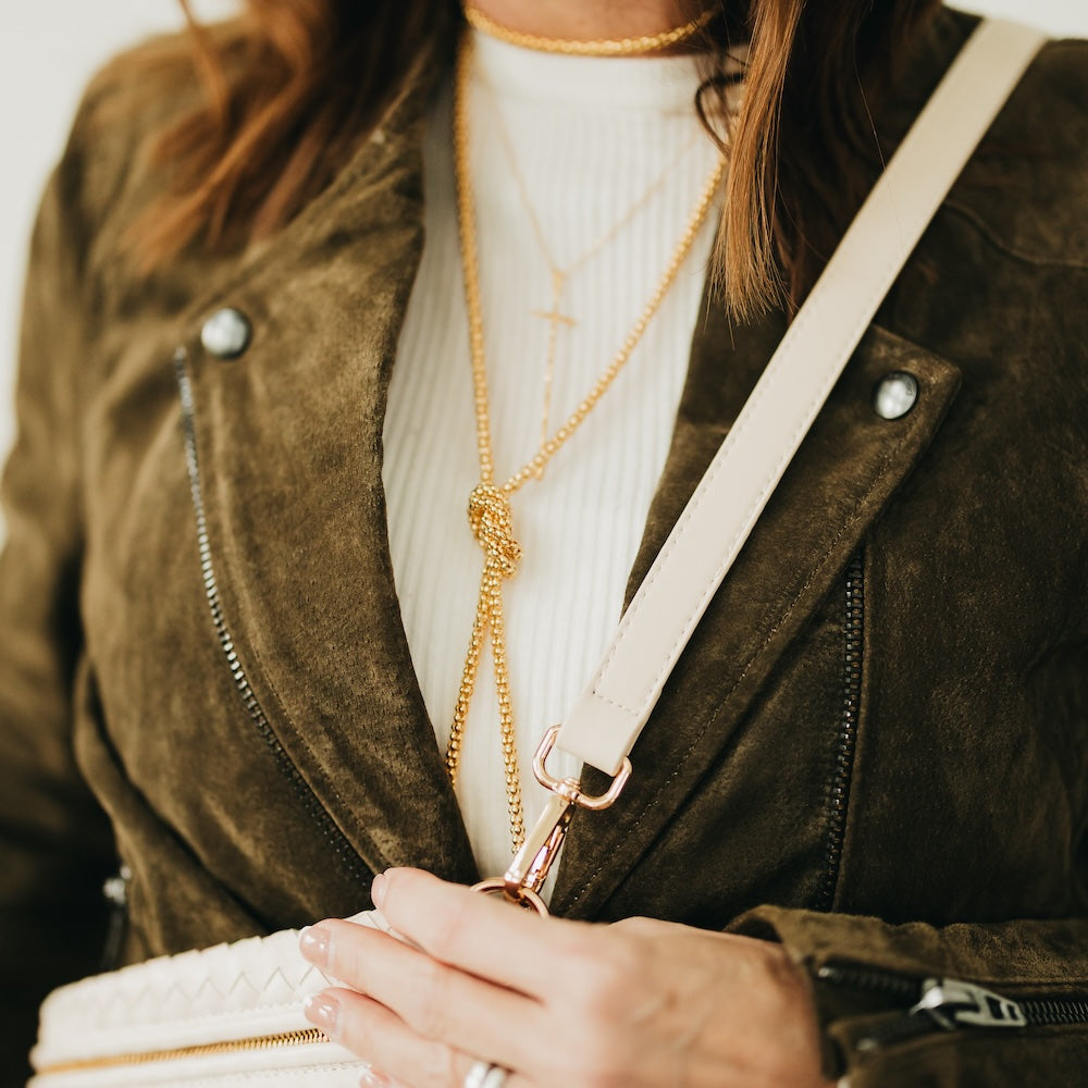 Pretty Simple Minimalist Vegan Leather Crossbody Strap in Tan view 3 - Strap Crossbody (bag)