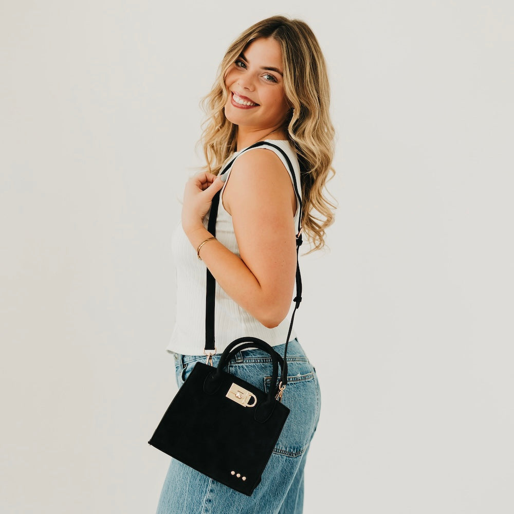 Pretty Simple Nixie Nubuck Small Tote in Camel view 2 - Nixie Boots (bag)