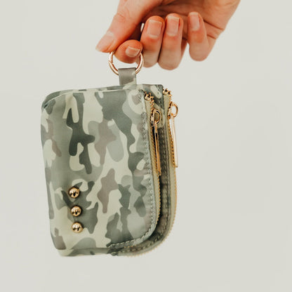 Pretty Simple Nylon Cameron Double Zip Clippable Card Wallet in Checkered Tan view 5 (bag)