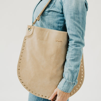 Pretty Simple Rosalie Rivet Suede Hobo Bag view 6