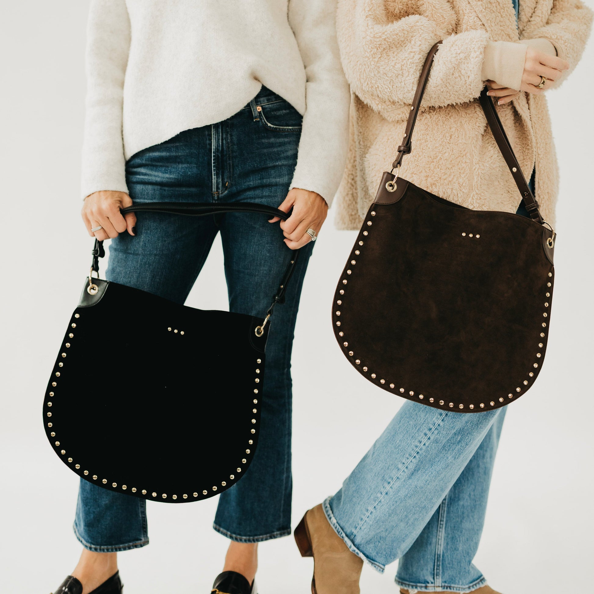 Pretty Simple Rosalie Rivet Suede Hobo Bag view 8