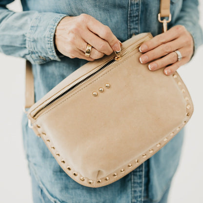 Pretty Simple Sabrina Studded Suede Bum Bag in Chocolate view 4 - Sabrina Studded Bum Bag