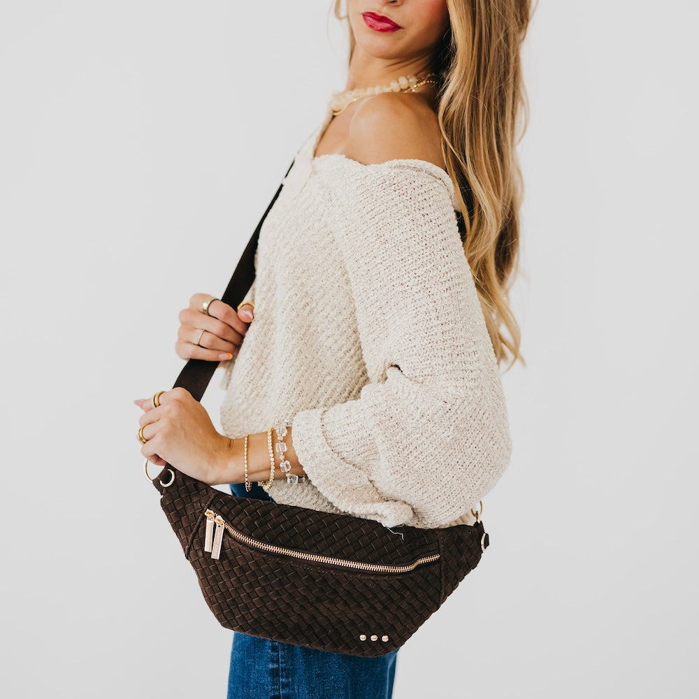 Pretty Simple Susie Suede Bum Bag in Chocolate view 4 - Susan Suede Bag
