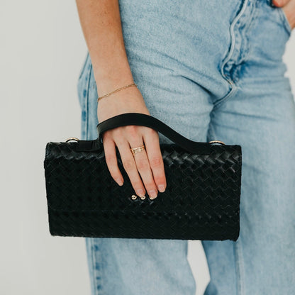 Pretty Simple Urban Foldover Woven Clutch Crossbody Handbag view 3