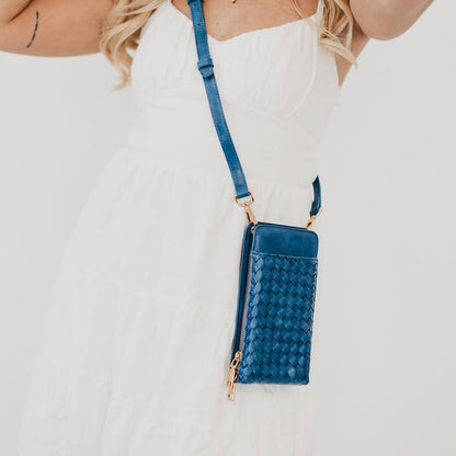 Pretty Simple Woven Double Duty Phone Bag in Woven Emerald view 10 - Woven Bag Double Strap