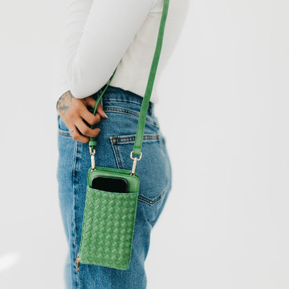 Pretty Simple Woven Double Duty Phone Bag in Woven Fuchsia view 11 - Woven Bag Double Strap