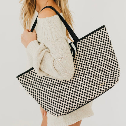 Pretty Simple Woven Tiffany Organizer Tote Bag in Black view 3 - Tiffany Woven Bag