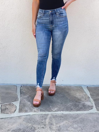 Kancan | Lindsay Full Size Raw Hem High Rise Skinny Jeans