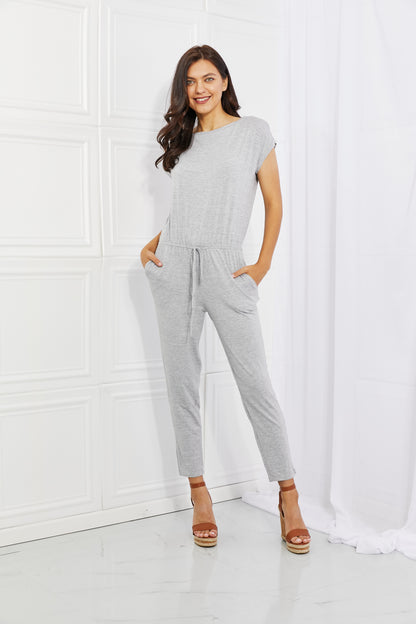 Culture Code | Comfy Days Full Size Boat Neck Jumpsuit in Grey