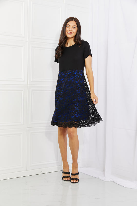 Yelete | Full Size Contrasting Lace Midi Dress