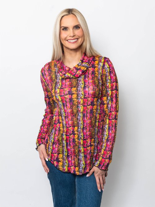 Printed Crinkle Cowl Neck Top Collage view 4 (top) - cotton traders printed crinkle top, printed crinkl - shop at us.meeeshop